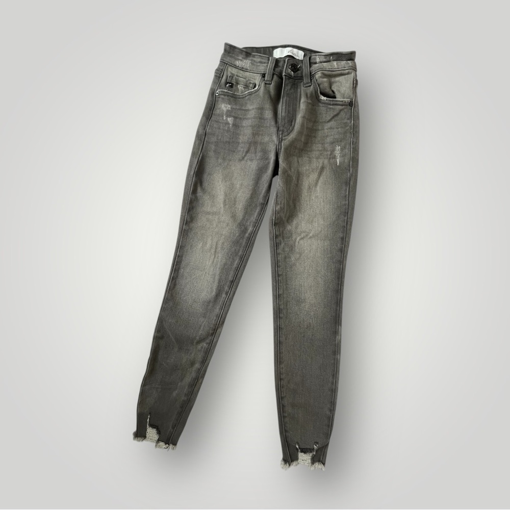 KanCan KC9216LG Leo Mid‎ Rise Light Gray Ankle Skinny Jeans Womens 0/23